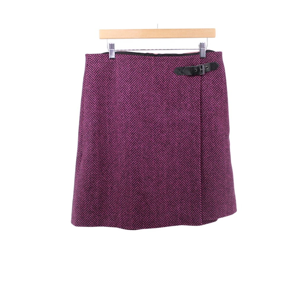 Boden Skirt Women's US 10L British Tweed Wool Herringbone Buckle Preppy